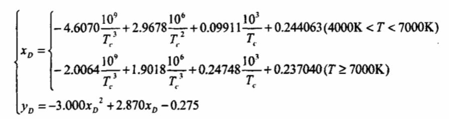 日光軌跡的色品坐標(biāo)