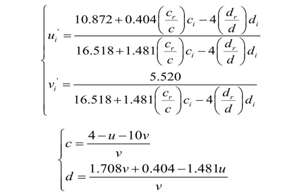 色適應(yīng)色品位移修正計(jì)算公式